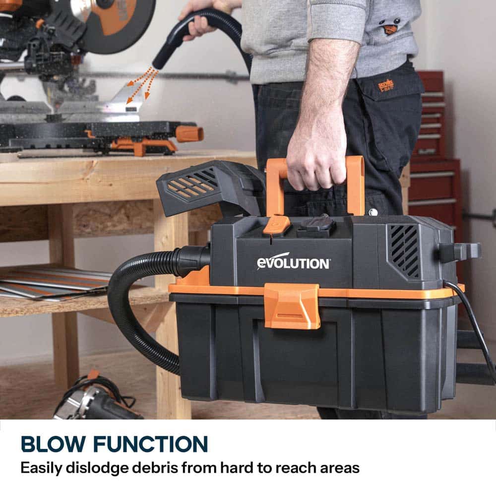 Evolution R15VAC 1000 Watt 15L Wet & Dry Workshop Vacuum Cleaner With 1700W Power Take-off