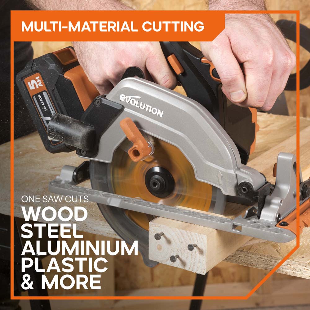 Evolution Cordless R165CCS-Li 165mm Circular Saw 18v Li-Ion EXT Inc Multi-Material Blade
