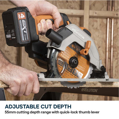 Evolution Cordless R165CCS-Li 165mm Circular Saw 18v Li-Ion EXT Inc Multi-Material Blade