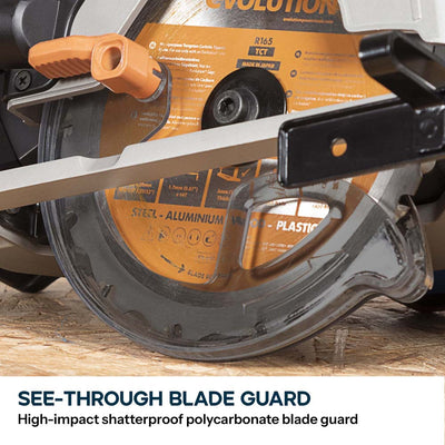 Evolution Cordless R165CCS-Li 165mm Circular Saw 18v Li-Ion EXT Inc Multi-Material Blade