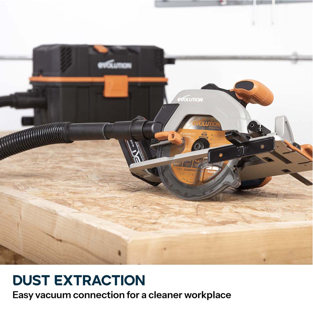 Evolution Cordless R165CCS-Li 165mm Circular Saw 18v Li-Ion EXT Inc Multi-Material Blade