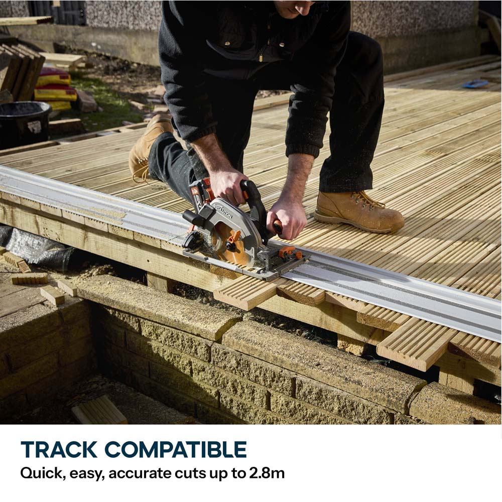 Evolution Cordless R185CCSX-Li 185mm Track Compatible Circular Saw Brushless 18v Li-Ion EXT Inc Multi-Material Blade