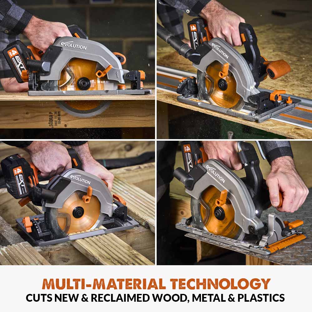 Evolution S185 Evolution Cordless R185CCSX-Li 185mm Track Compatible Circular Saw ...