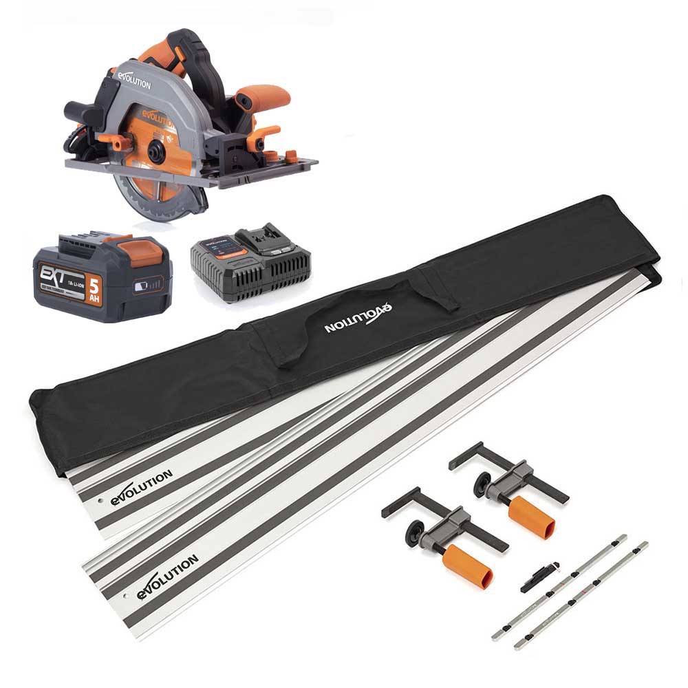 Evolution R185CCSX-Li 185mm Cordless Circular Saw & ST2800-G2 Universal 2.8m Track Bundle