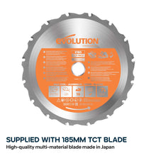 Evolution R185CCSX 185mm Circular Saw with 1020mm 3-piece Mini Track and TCT Multi-Material Cutting Blade