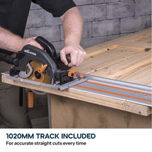 Evolution R185CCSX 185mm Circular Saw with 1020mm 3-piece Mini Track and TCT Multi-Material Cutting Blade