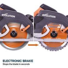 Evolution R185CCSX 185mm Circular Saw with 1020mm 3-piece Mini Track and TCT Multi-Material Cutting Blade