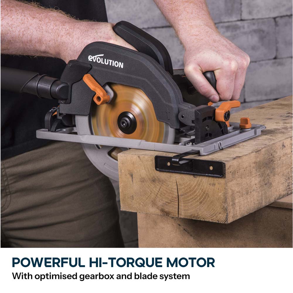 Evolution R185CCSX+ 185mm Circular Saw with TCT Multi-Material Cutting Blade