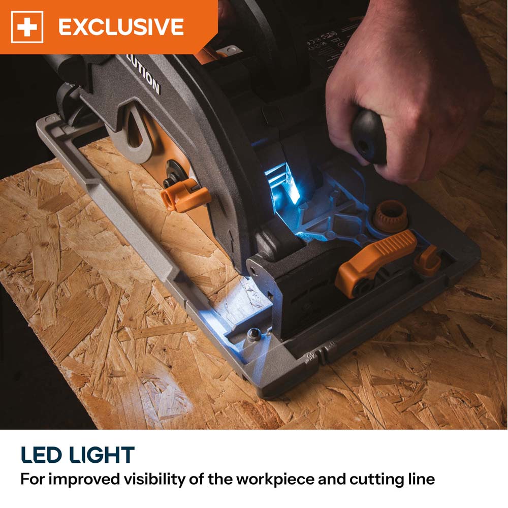 Evolution R185CCSX+ 185mm Circular Saw with TCT Multi-Material Cutting Blade
