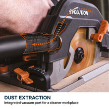 Evolution R185CCSX+ 185mm Circular Saw with TCT Multi-Material Cutting Blade