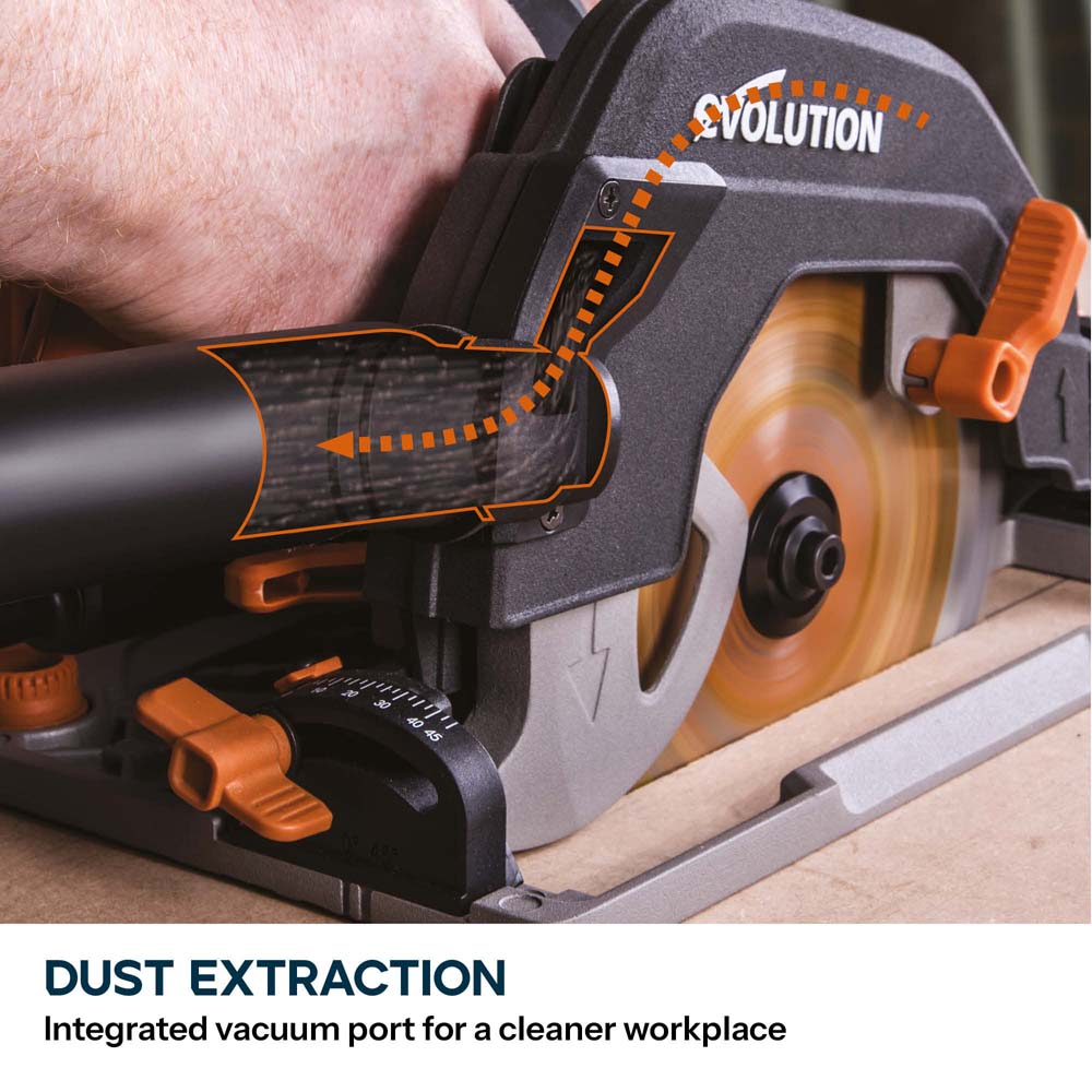 Evolution R185CCSX+ 185mm Circular Saw with TCT Multi-Material Cutting Blade