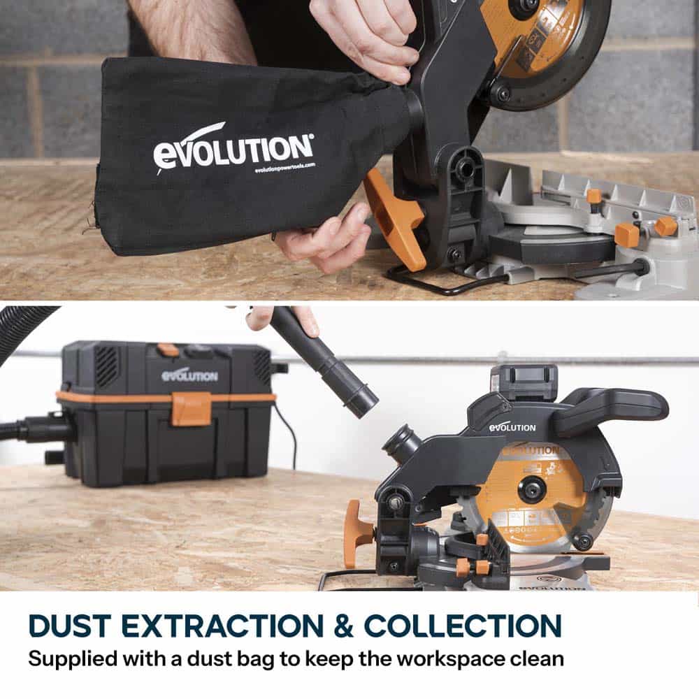 Evolution Cordless R185CMS-Li 185mm Compound Mitre Saw & Saw Horse Bundle
