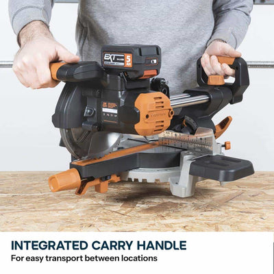 Evolution Cordless R185SMS-Li 185mm Sliding Mitre Saw 18v Li-Ion EXT Inc Multi-Material Blade
