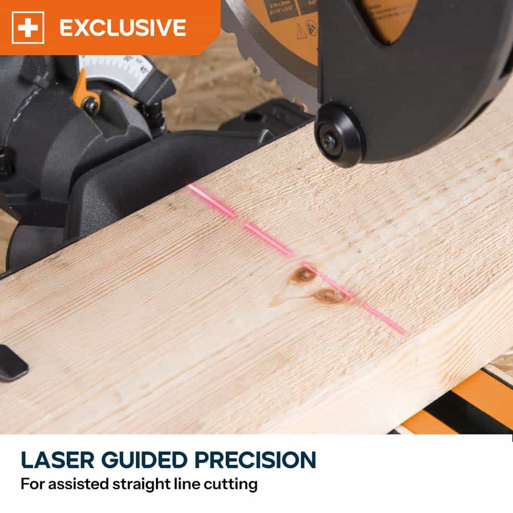 Evolution R185SMS+ 185mm Sliding Compound Mitre Saw With TCT Multi-Material Cutting Blade (230V)