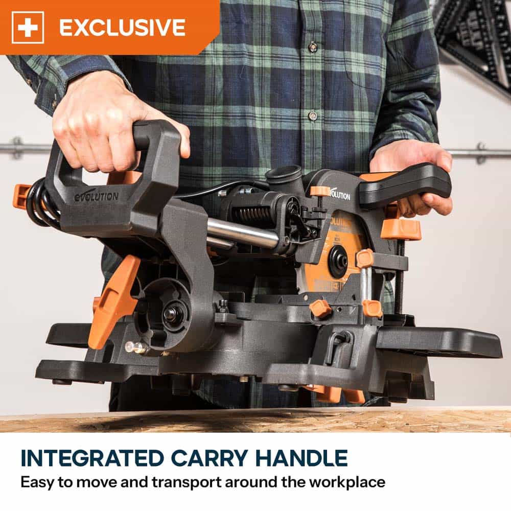 Evolution R185SMS+ 185mm Sliding Mitre Saw & Stand Bundle