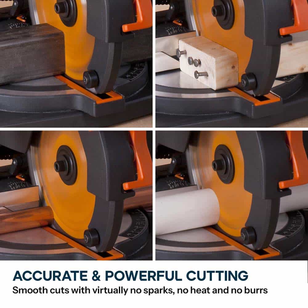 Evolution R210CMS+ 210mm 1200w Compound Mitre Saw With TCT Multi-Material Cutting Blade