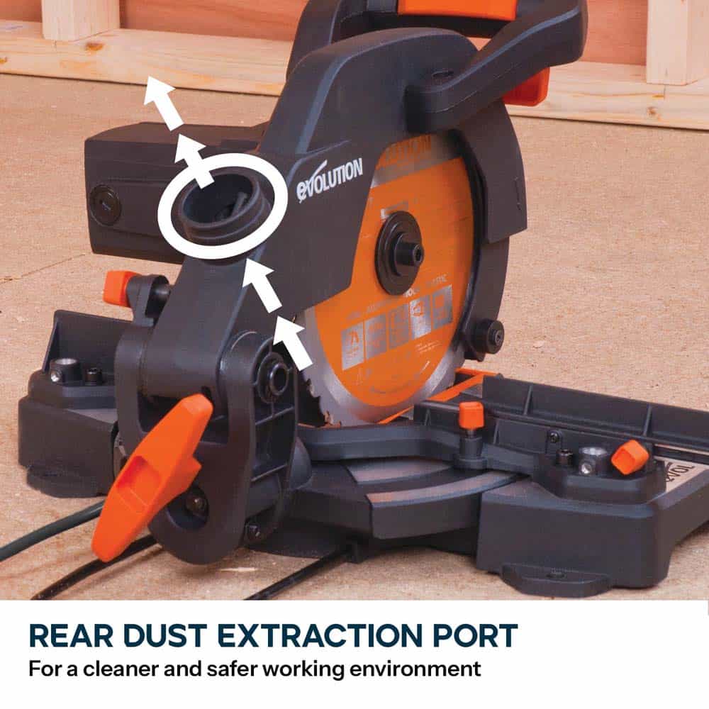 Evolution R210CMS+ 210mm 1200w Compound Mitre Saw With TCT Multi-Material Cutting Blade
