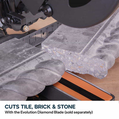 Evolution R210SMS-300+ 210mm Sliding Compound Mitre Saw With TCT Multi-Material Cutting Blade