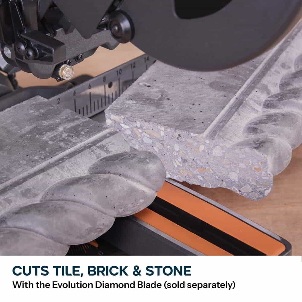 Evolution R210SMS-300+ 210mm Sliding Compound Mitre Saw With TCT Multi-Material Cutting Blade