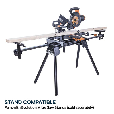 Evolution R210SMS-300+ 210mm Sliding Compound Mitre Saw With TCT Multi-Material Cutting Blade