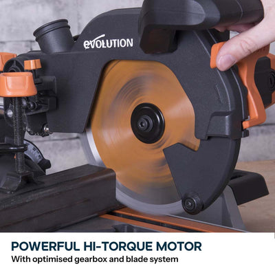 Evolution R210SMS+ 210mm Sliding Mitre Saw & Stand Bundle