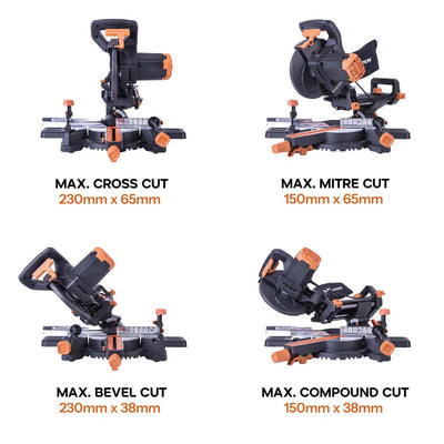 Evolution R210SMS+ 210mm Sliding Mitre Saw & Stand Bundle