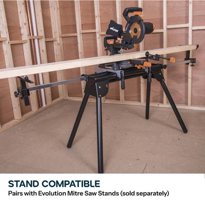 Evolution R210SMS+ 210mm Sliding Compound Mitre Saw With TCT Multi-Material Cutting Blade