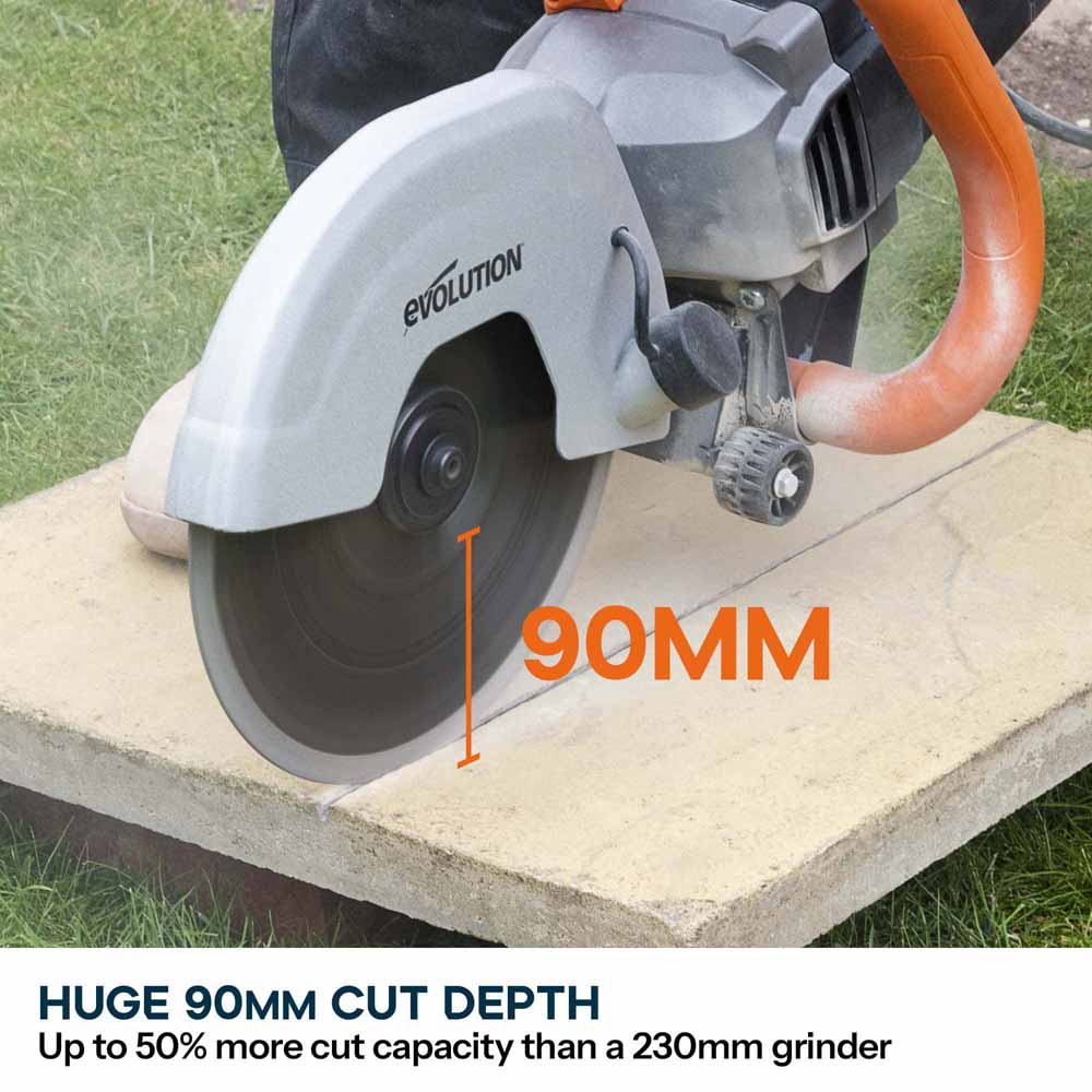 Evolution R230DCTX 230mm Electric Disc Cutter Concrete Saw, Bladeless