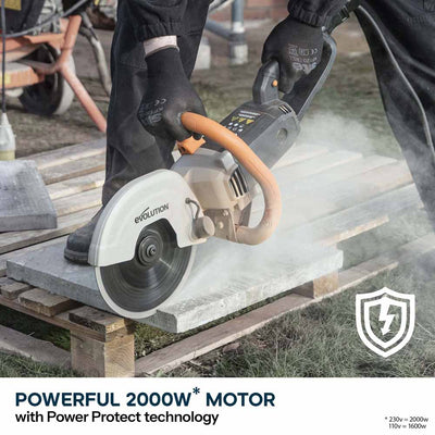Evolution R230DCTX 230mm Electric Disc Cutter Concrete Saw, Bladeless