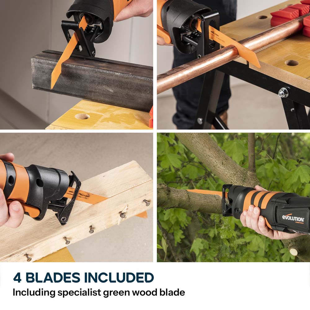 Evolution Corded Reciprocating Saw 850W (230v) Including 4 Blades | R230RCP