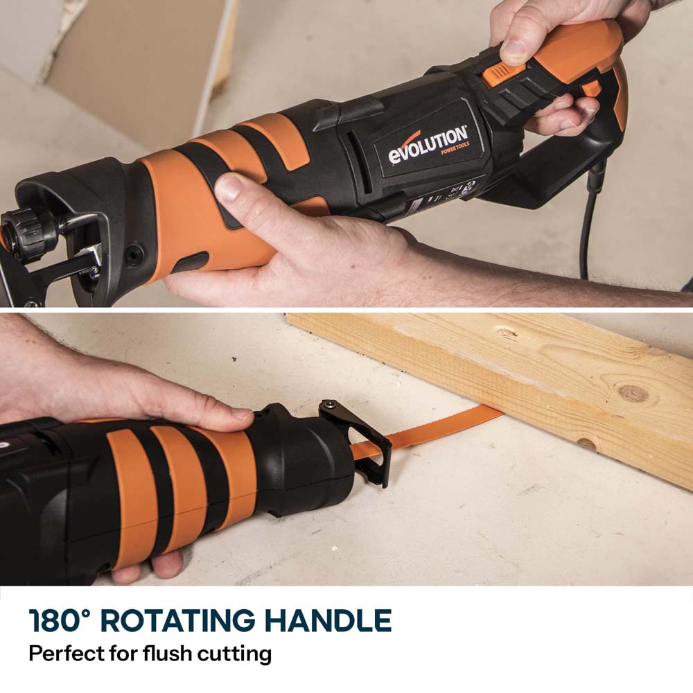 Evolution Corded Reciprocating Saw 850W (230v) Including 4 Blades | R230RCP