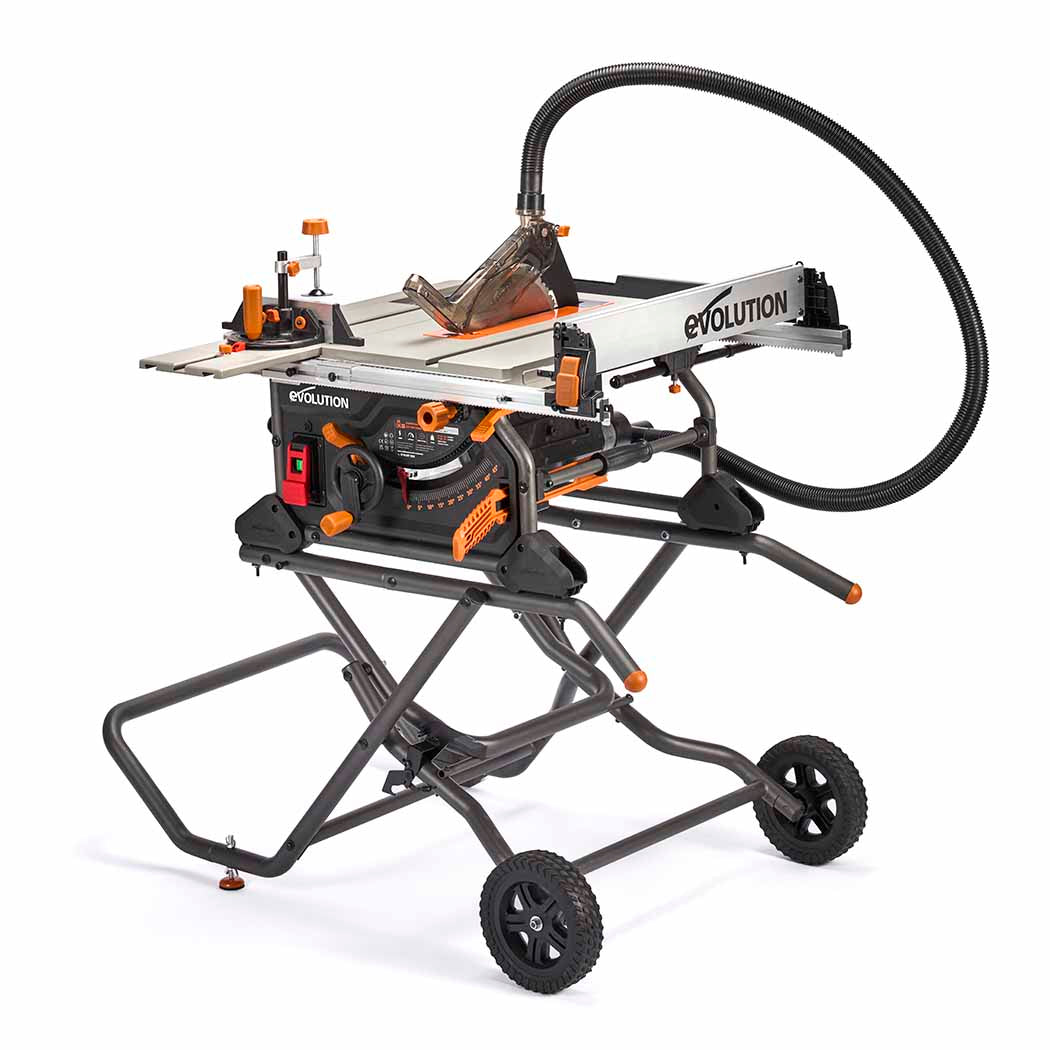 Evolution R255TBL 230v Portable Jobsite Table Saws with R15VAC Wet & Dry Vacuum & Dust Port Kit