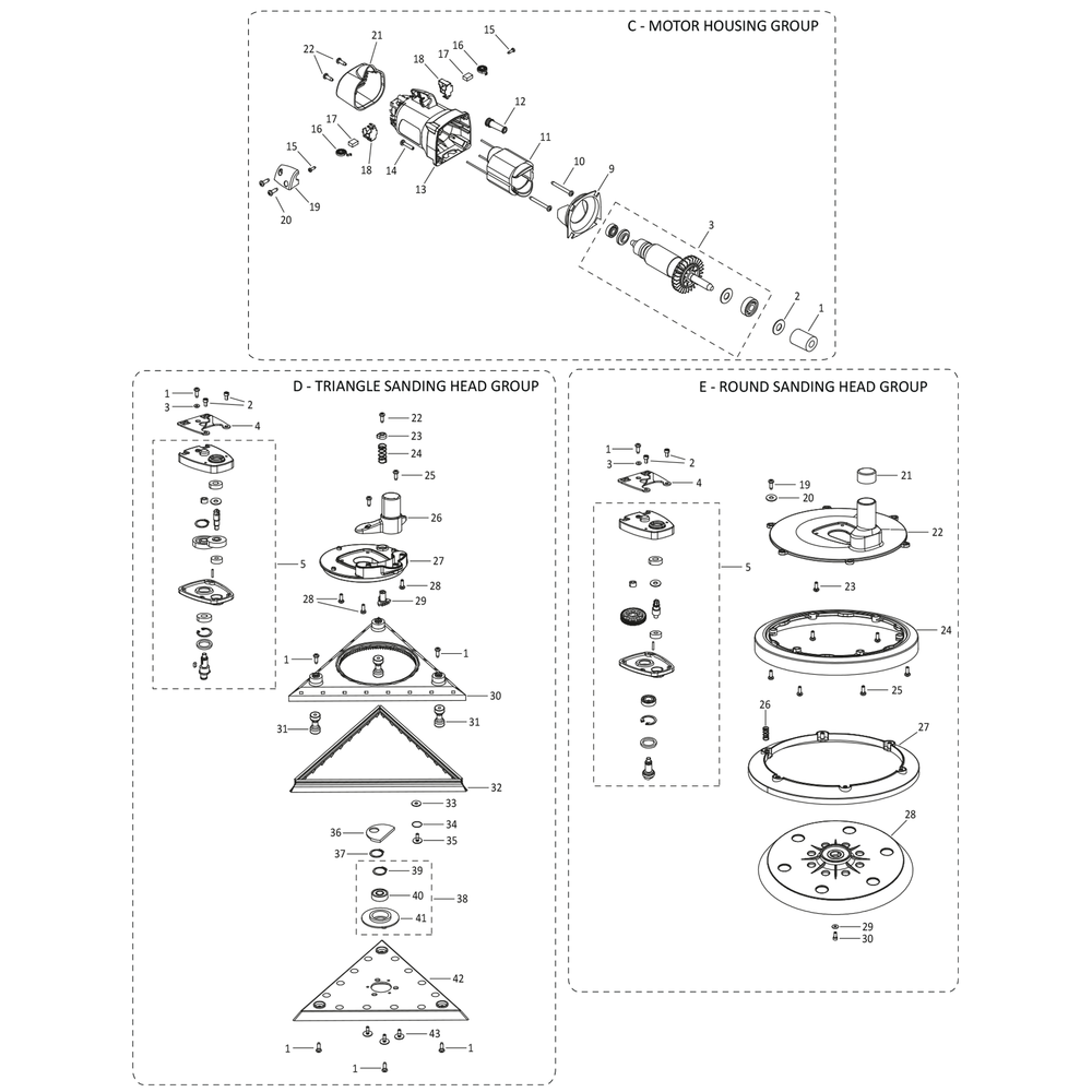 Evolution R255DWS-T Dry Wall Sander Spare Parts (Head)