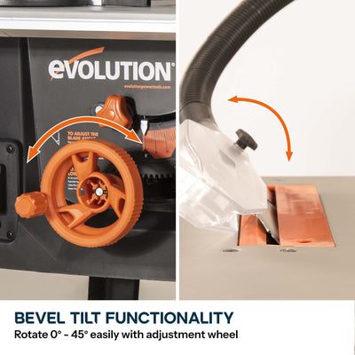 Evolution R255MTS 255mm Table Saw With TCT Multi-Material Cutting Blade (230v)