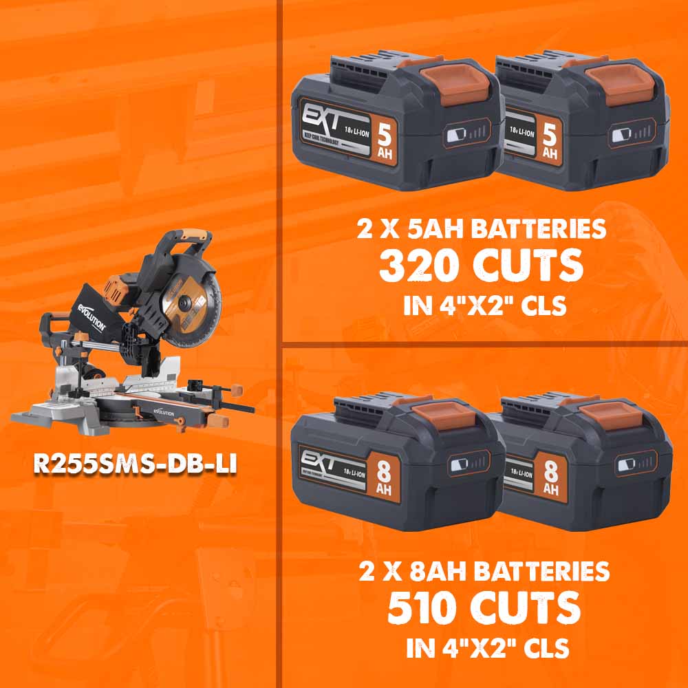 Evolution Cordless R255SMS-DB-Li 255mm 36V Double Bevel Mitre Saw ...
