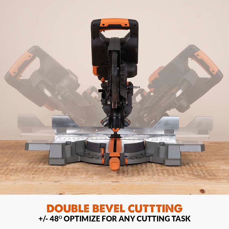 Evolution Cordless R255SMS-DB-Li  Double Bevel Mitre Saw & XL Stand