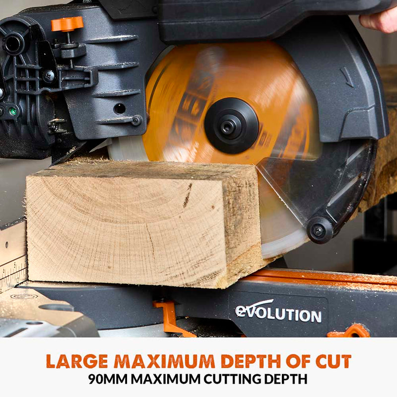 Evolution Cordless R255SMS-DB-Li Double Bevel Mitre Saw & XL Stand ...