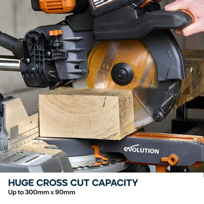 Evolution Cordless R255SMS-DB-Li  Double Bevel Mitre Saw & XL Stand
