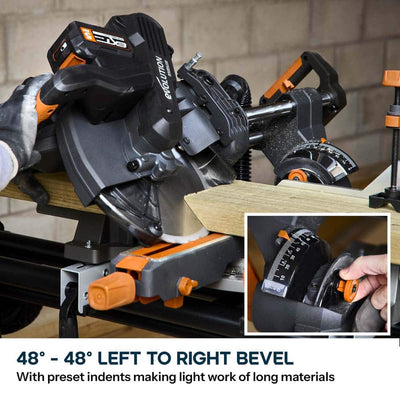 Evolution Cordless R255SMS-DB-Li  Double Bevel Mitre Saw & XL Stand