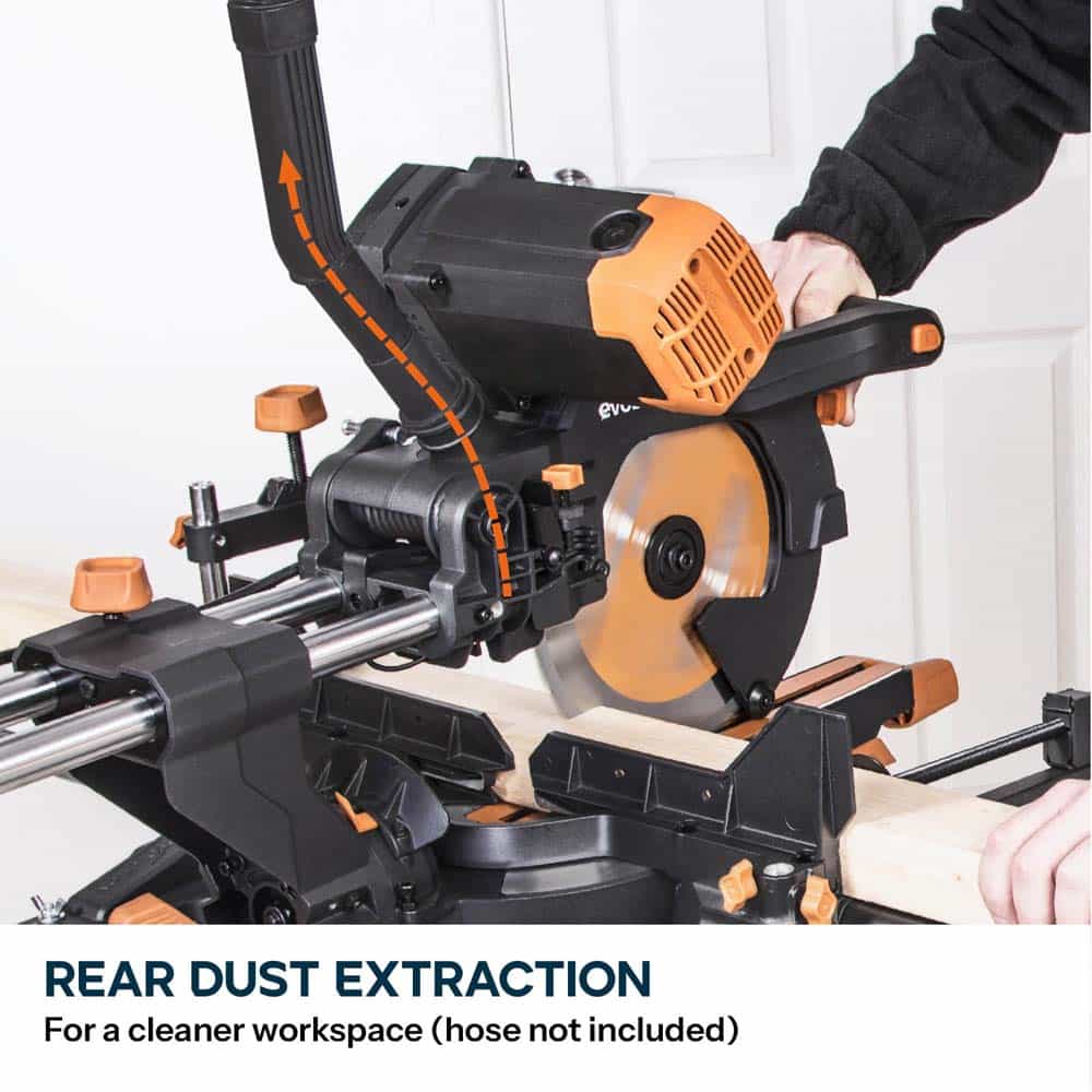 Evolution R255SMS-DB+ 255mm Double Bevel Mitre Saw & Stand Bundle