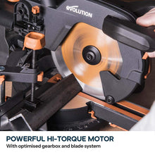 Evolution R255SMS+ 255mm Sliding Compound Mitre Saw With TCT Multi-Material Cutting Blade