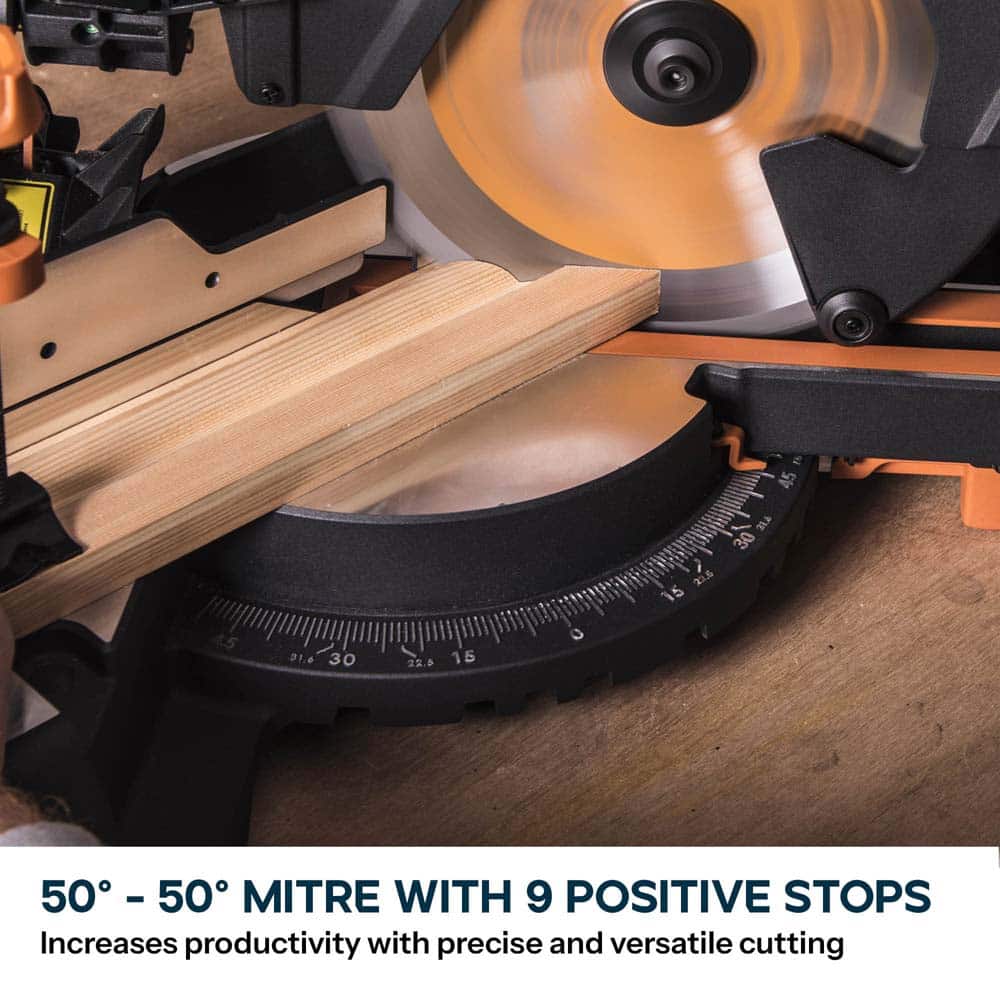 Evolution R255SMS+ 255mm Sliding Compound Mitre Saw & Evolution XL Rolling Mitre Saw Stand Bundle