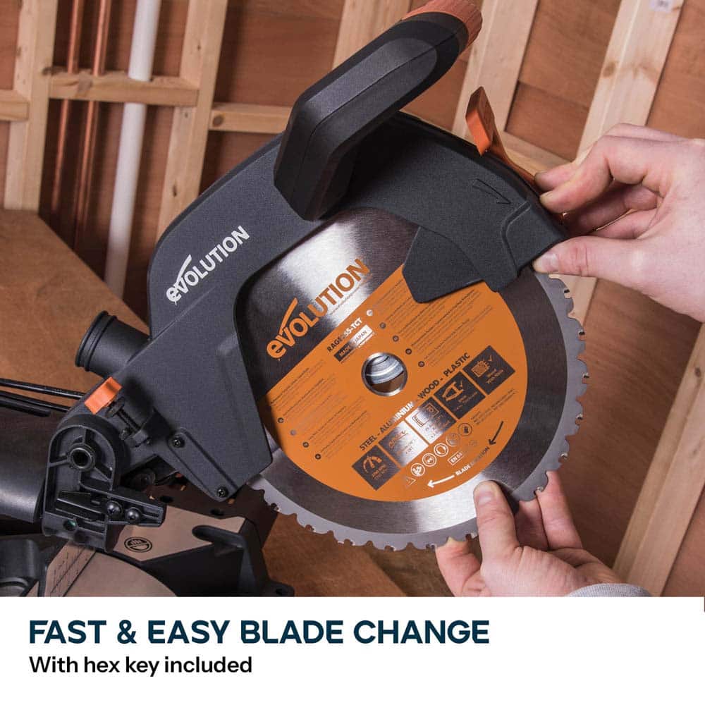Evolution R255SMS+ 255mm Sliding Compound Mitre Saw & Evolution XL Rolling Mitre Saw Stand Bundle