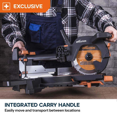 Evolution R255SMS+ 255mm Sliding Compound Mitre Saw & Evolution XL Rolling Mitre Saw Stand Bundle
