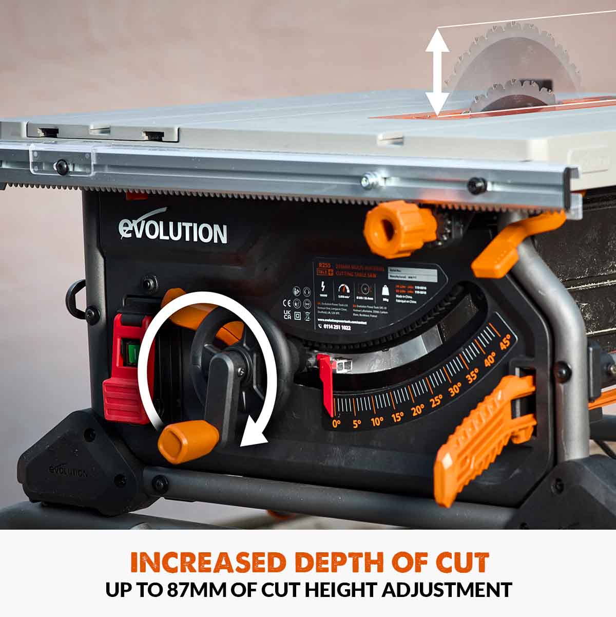 Evolution R255TBL Portable Table Saw 230v 255mm With TCT Multi-material Blade