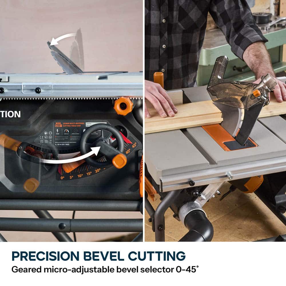Evolution R255TBL Portable Table Saw 230v 255mm With TCT Multi-material Blade