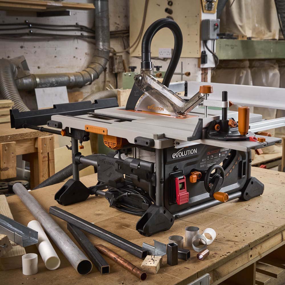 Evolution R255TBL+ 230v Portable Jobsite Table Saw with 255mmTCT Multi-material Blade