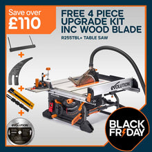 Evolution R255TBL+ 230v Portable Jobsite Table Saw with 255mmTCT Multi-material Blade