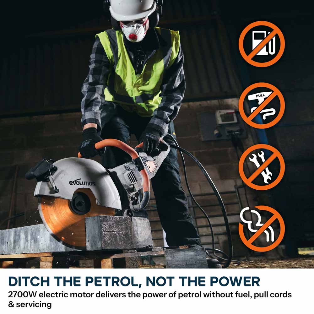 R350DCT 350mm Electric Disc Cutter With Automatic Water Fed Dust Suppression & Premium Diamond Blade