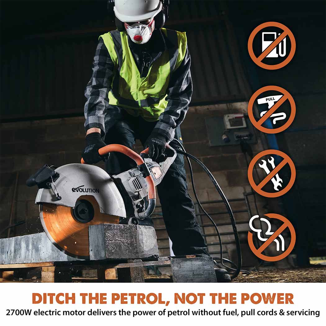 R350DCT 350mm Electric Disc Cutter With Automatic Water Fed Dust Suppression & Premium Diamond Blade